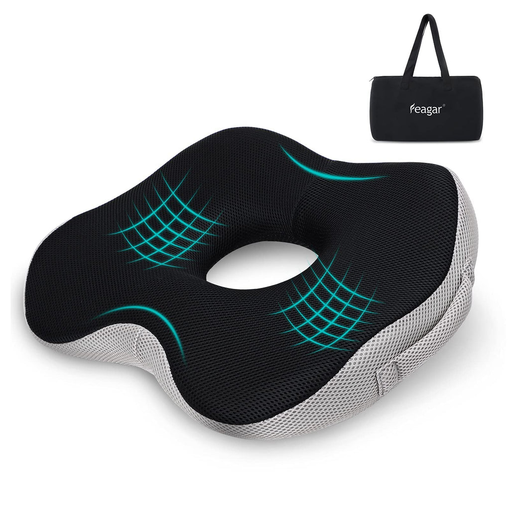 Feagar Donut Cushion - Memory Foam Orthopedic Seat for Tailbone Pain Relief