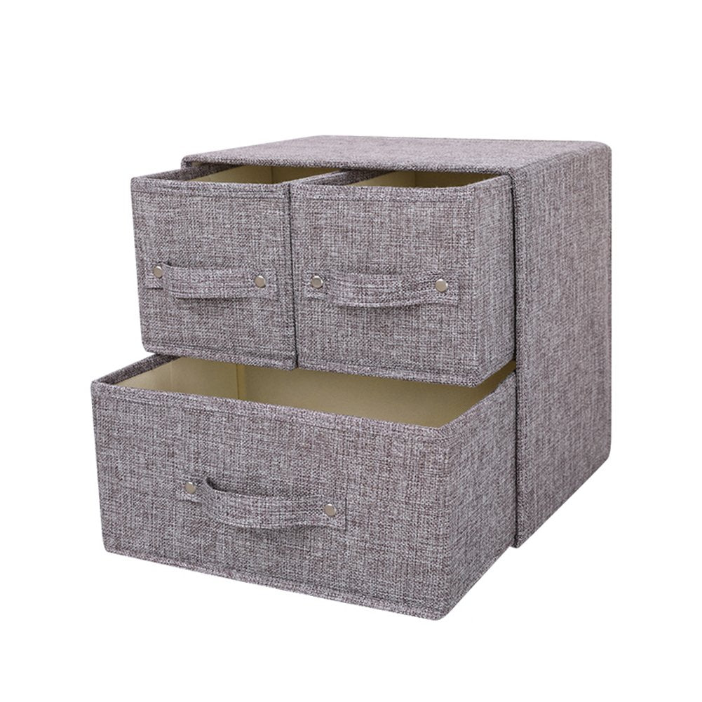 YINGGG Fabric Storage Box Storage Bins with Handle Drawer Organiser with Lid Folding Storage Bins Box Containers for Socks, Underwear, Bras, Ties - image 1