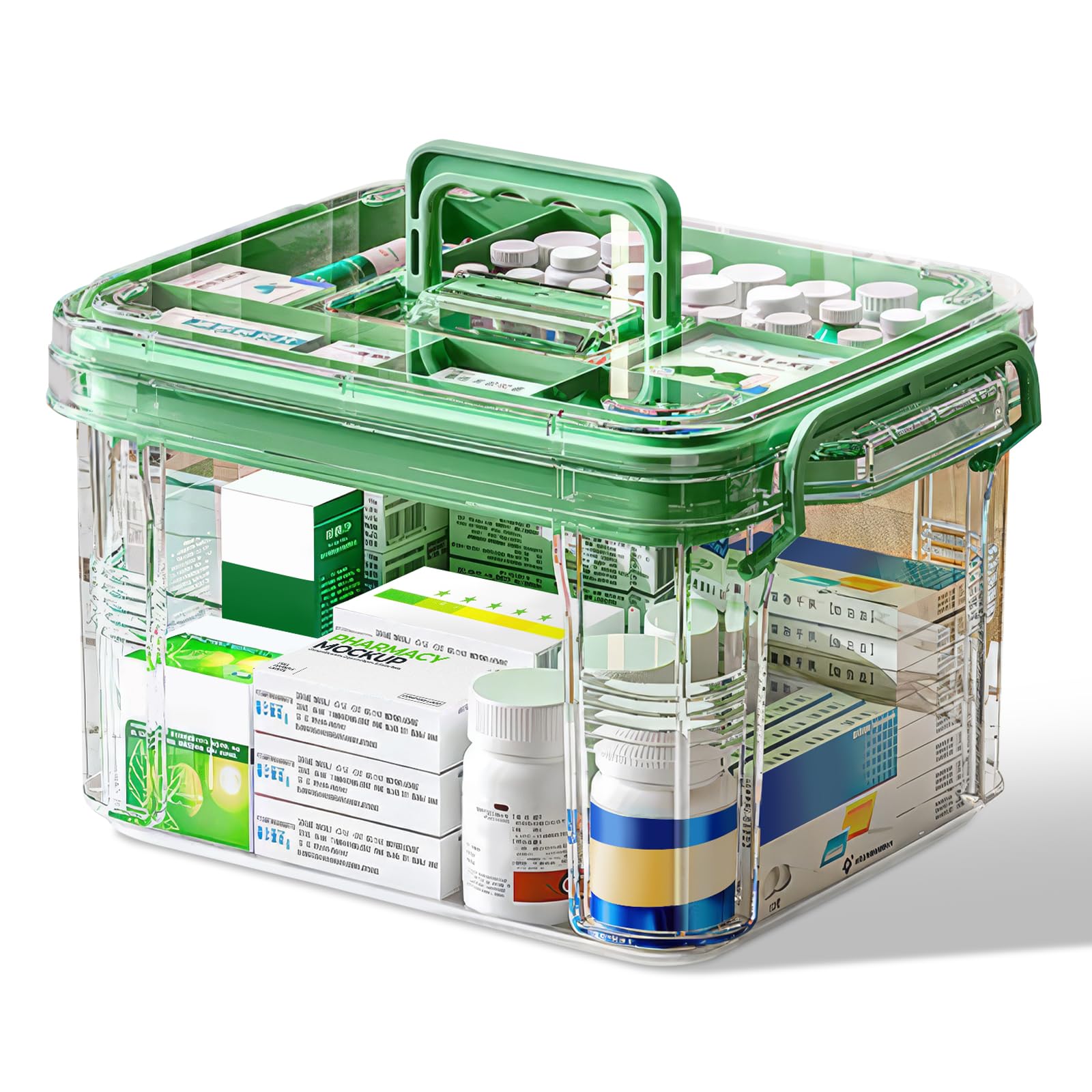 Kinberry Large Medicine Storage Box | Dual-Layer First Aid Box with Lock