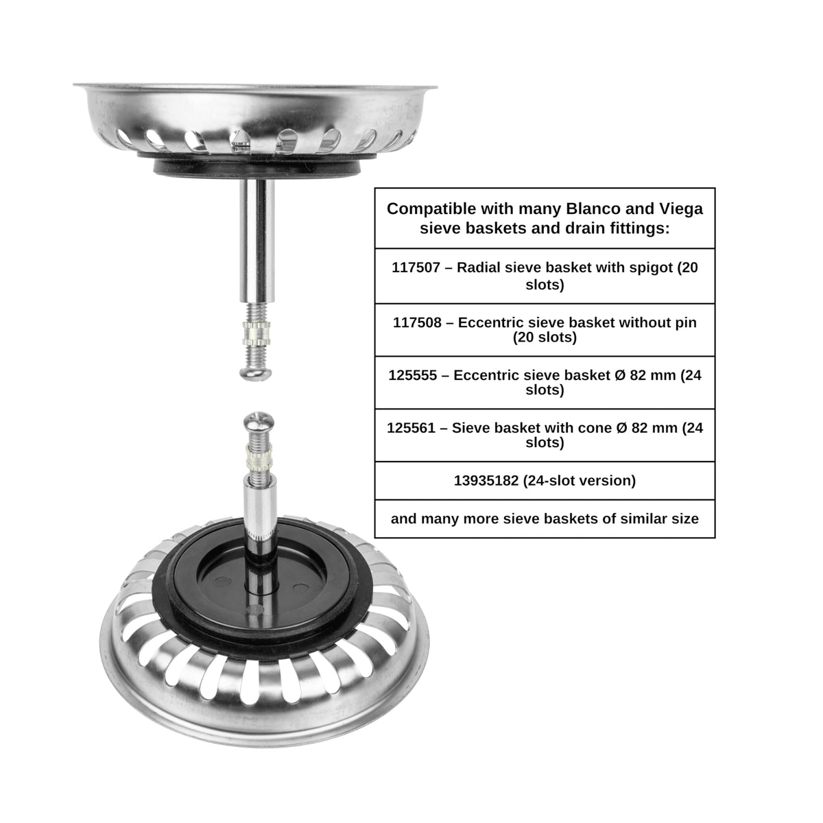 Replacement Strainer Basket Seal Set, 1 Set, Compatible with Blanco and VIEGA 306 403, 97100-93C - image 5