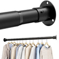 Wardrobe Rails and Fittings, Extendable Clothes Rail, Wardrobe Pole for Wardrobe and Cloakroom, Black, 68-90cmDiameter 32mm