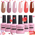 AIMEILI Gel Nail Polish Set - 6 Colors Soak Off UV LED Manicure Kit