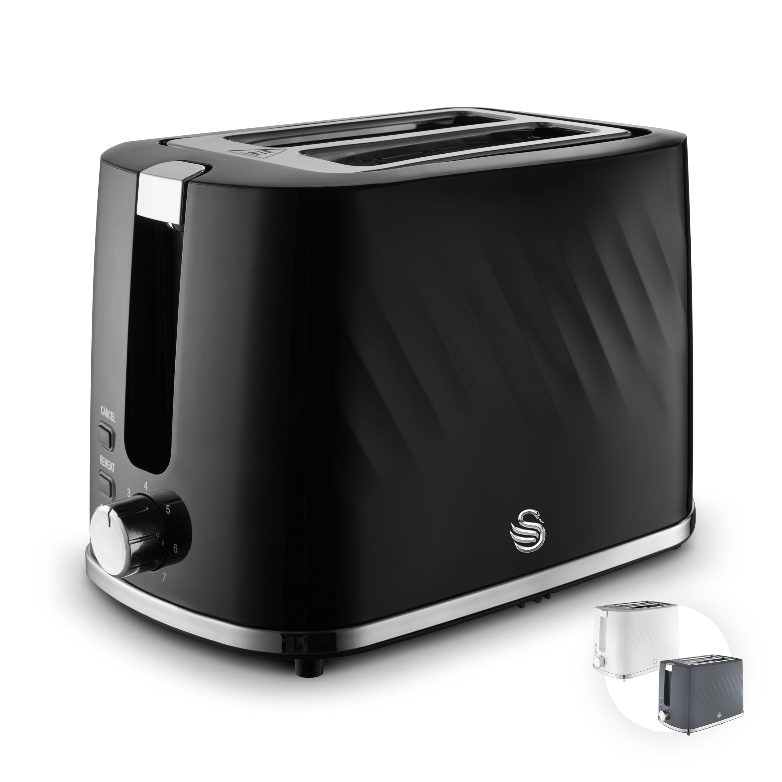 Swan Windsor 2-Slice Toaster – 7 Browning Levels & 900W – Black