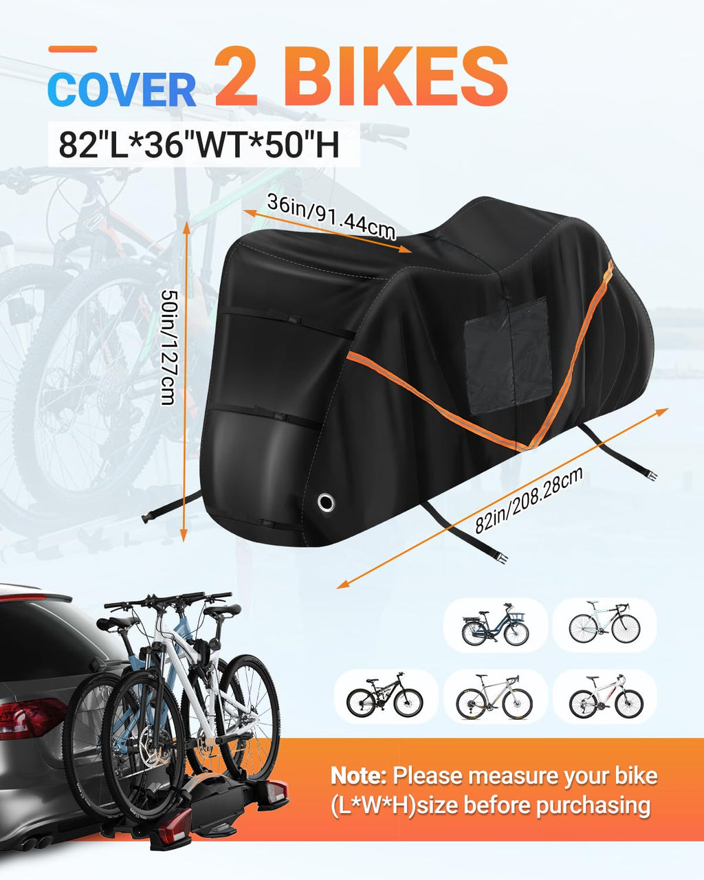 SUPAREE 2-Bike Cover | 420D Heavy Duty Waterproof Storage for RV & Car