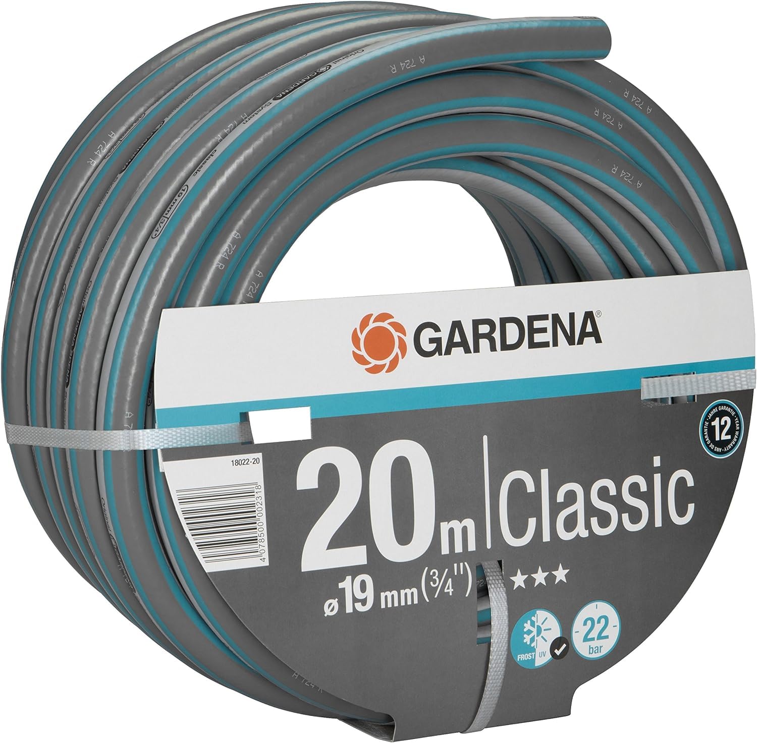 Gardena Classic Garden Hose | 19mm (3/4") 20m | UV-Resistant PVC