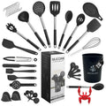 NestBlend 38-Piece Silicone Kitchen Utensils Set with Holder – Black
