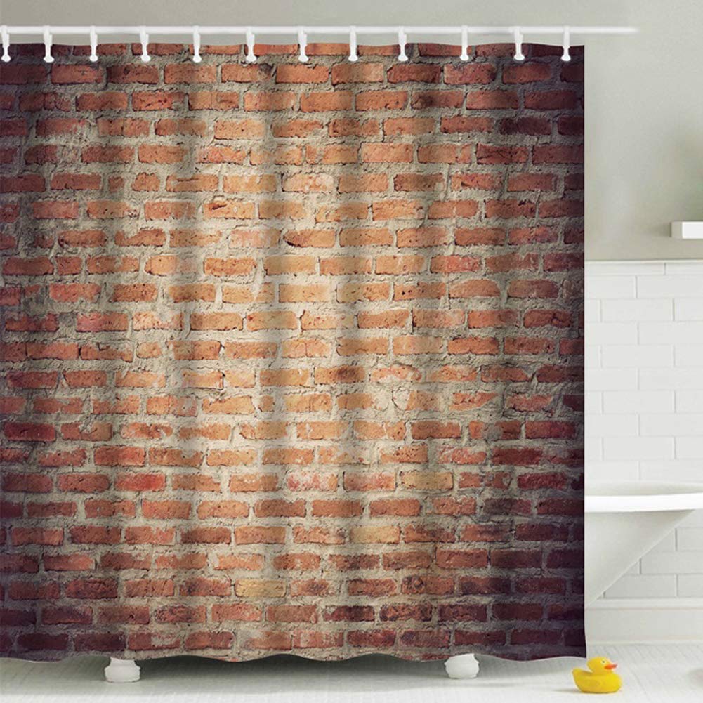 BOYOUTH Red Brick Wall Shower Curtain | Waterproof Polyester Fabric, 59x70