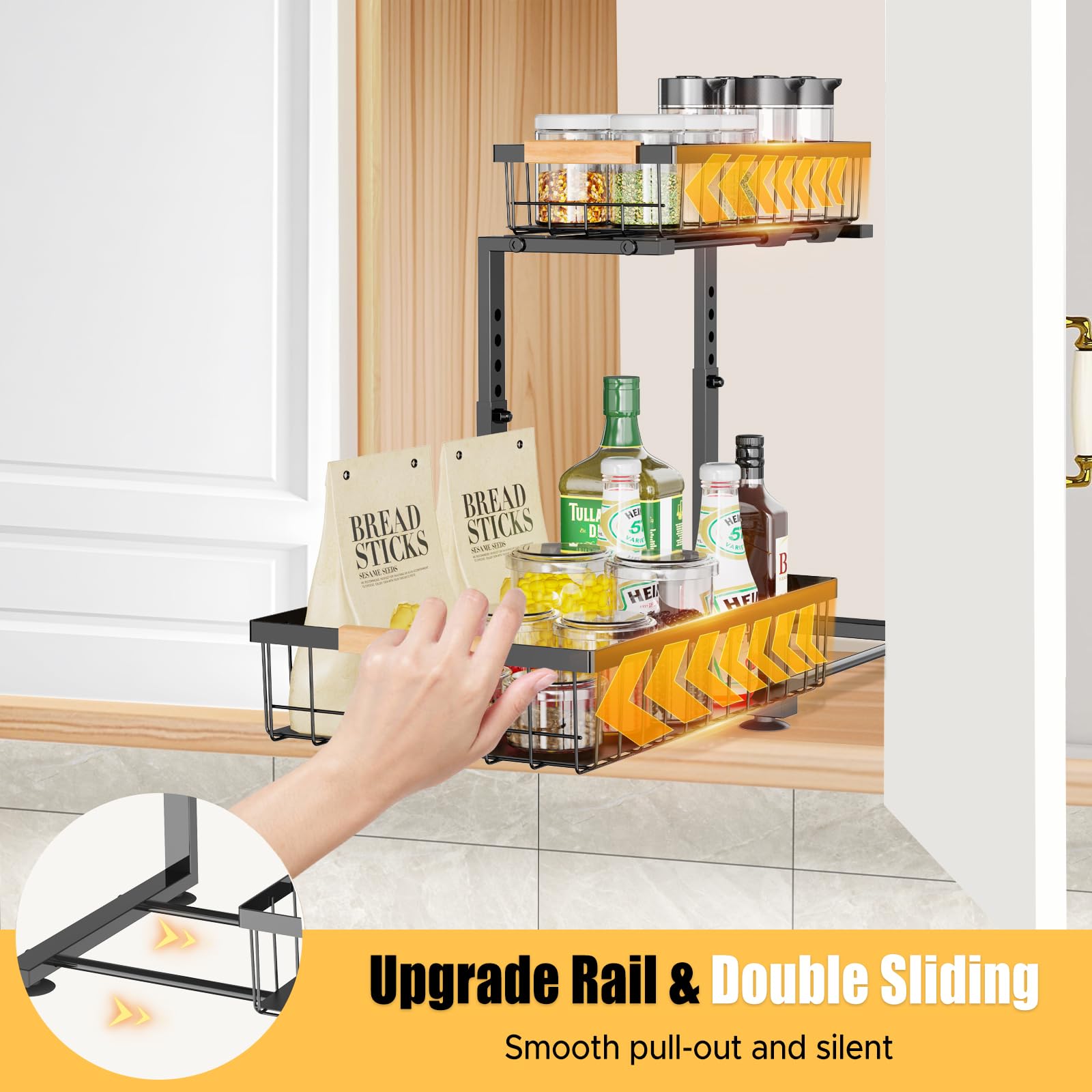 Homicozy 2-Pack Under Sink Storage – 2-Tier Metal Adjustable Organiser