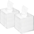 2-Pack Clear Acrylic Square Tissue Box Holder Dispenser