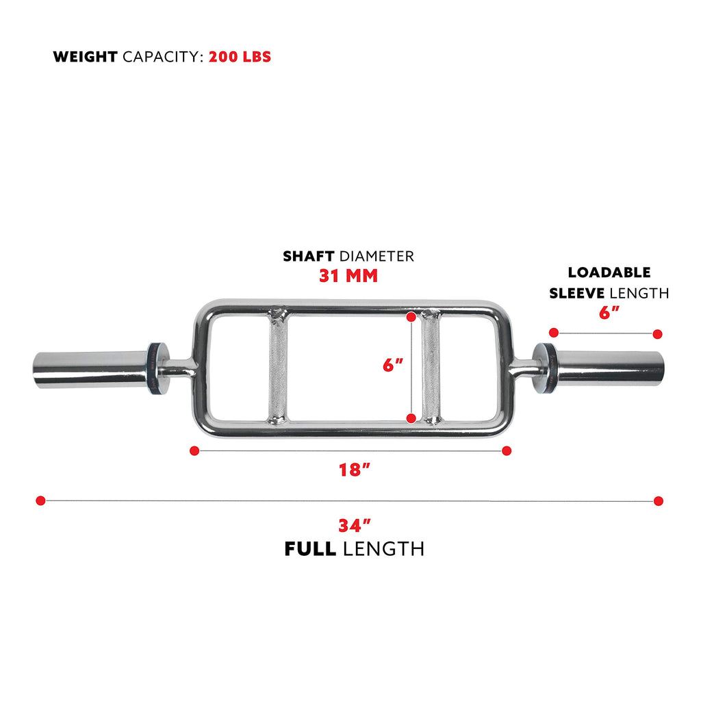 Sunny Health & Fitness 34" Olympic Triceps Bar with Ring Collars