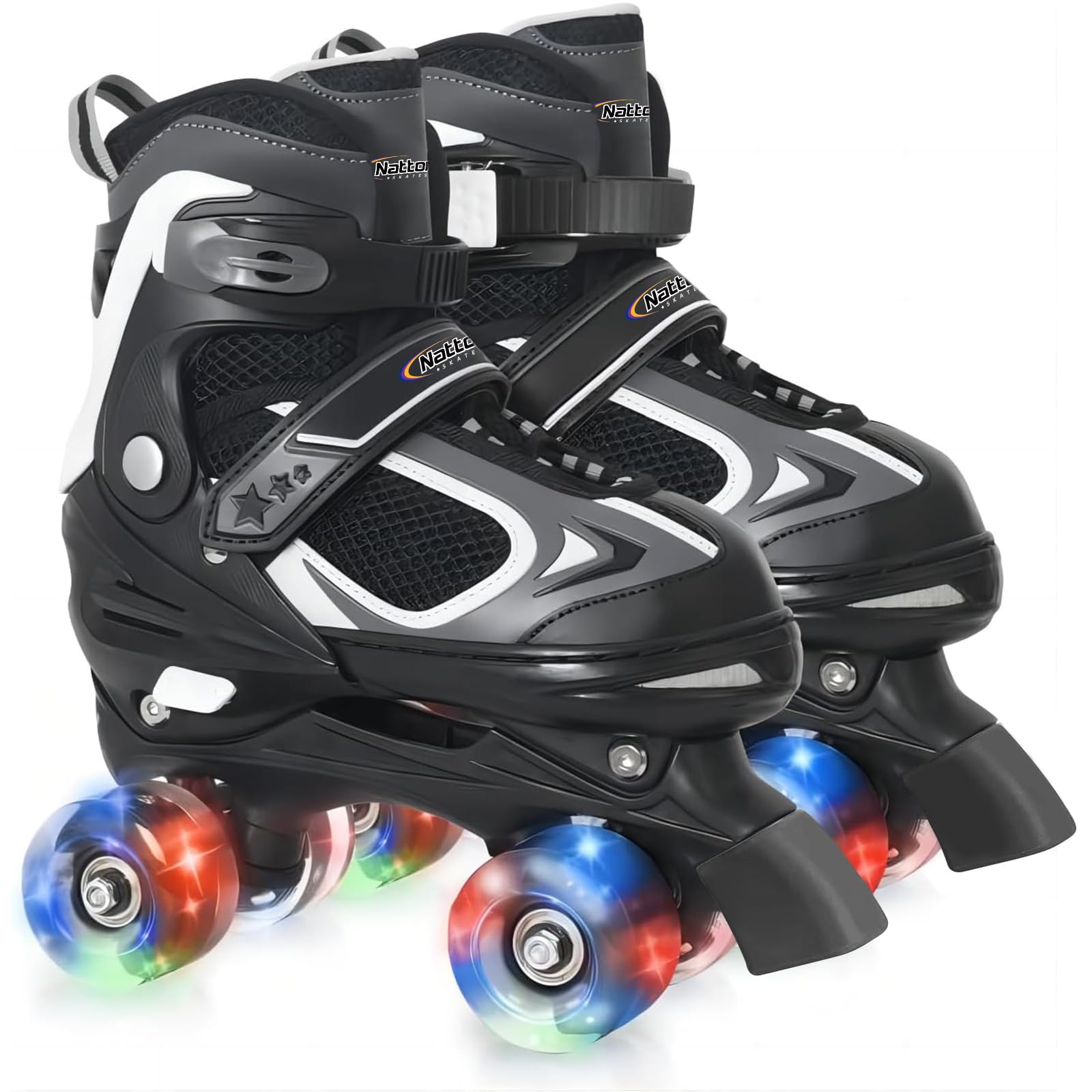 Nattork Kids Adjustable Roller Skates with Light up Wheels – 4 Sizes