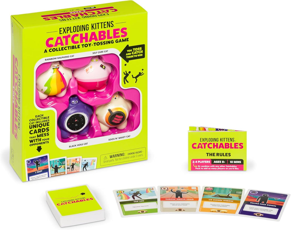 Exploding Kittens Catchables 4-Pack | Squishy Toy Tossing Card Game