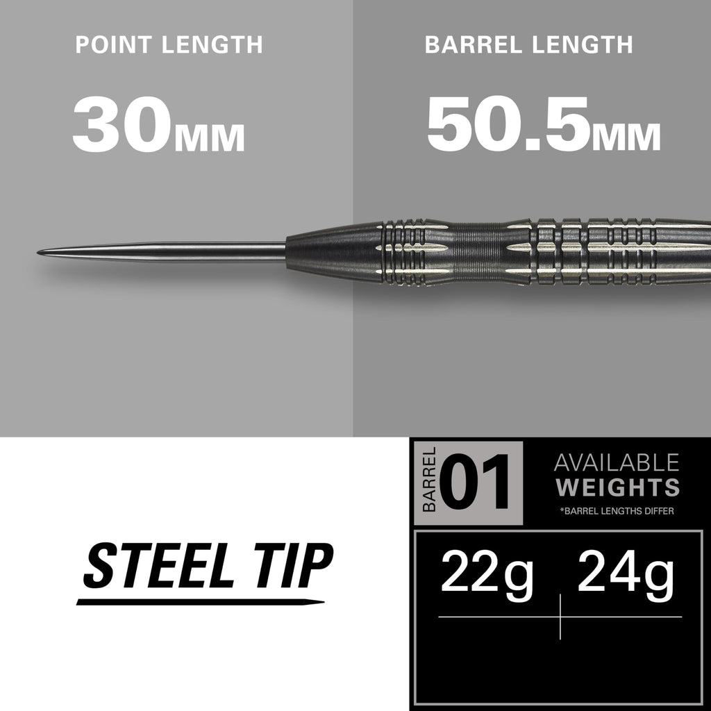 Target Phil Taylor Power 8-Zero 3 Steel Tip Darts | 80% Tungsten 24g