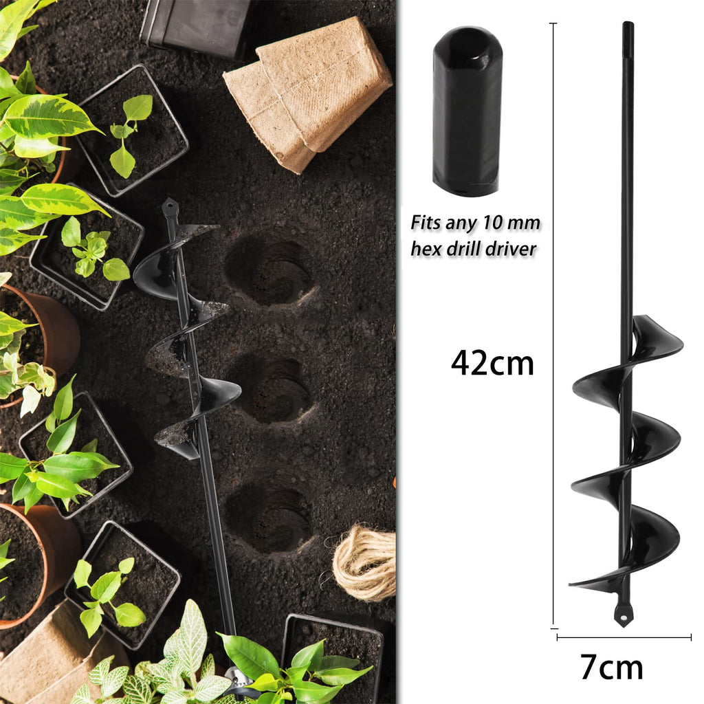 SYITCUN Garden Auger Drill Bit 4-Piece Set | Heavy Duty Bulb Planter
