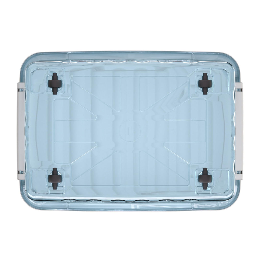 Cetomo 55L Plastic Storage Boxes with Wheels | Clear Stackable Bins, 6-Pack