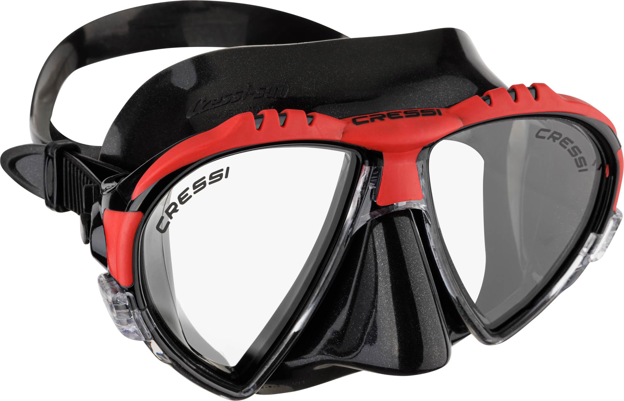 Cressi Matrix Diving Mask – Soft Silicone Snorkeling Mask, Black/Red