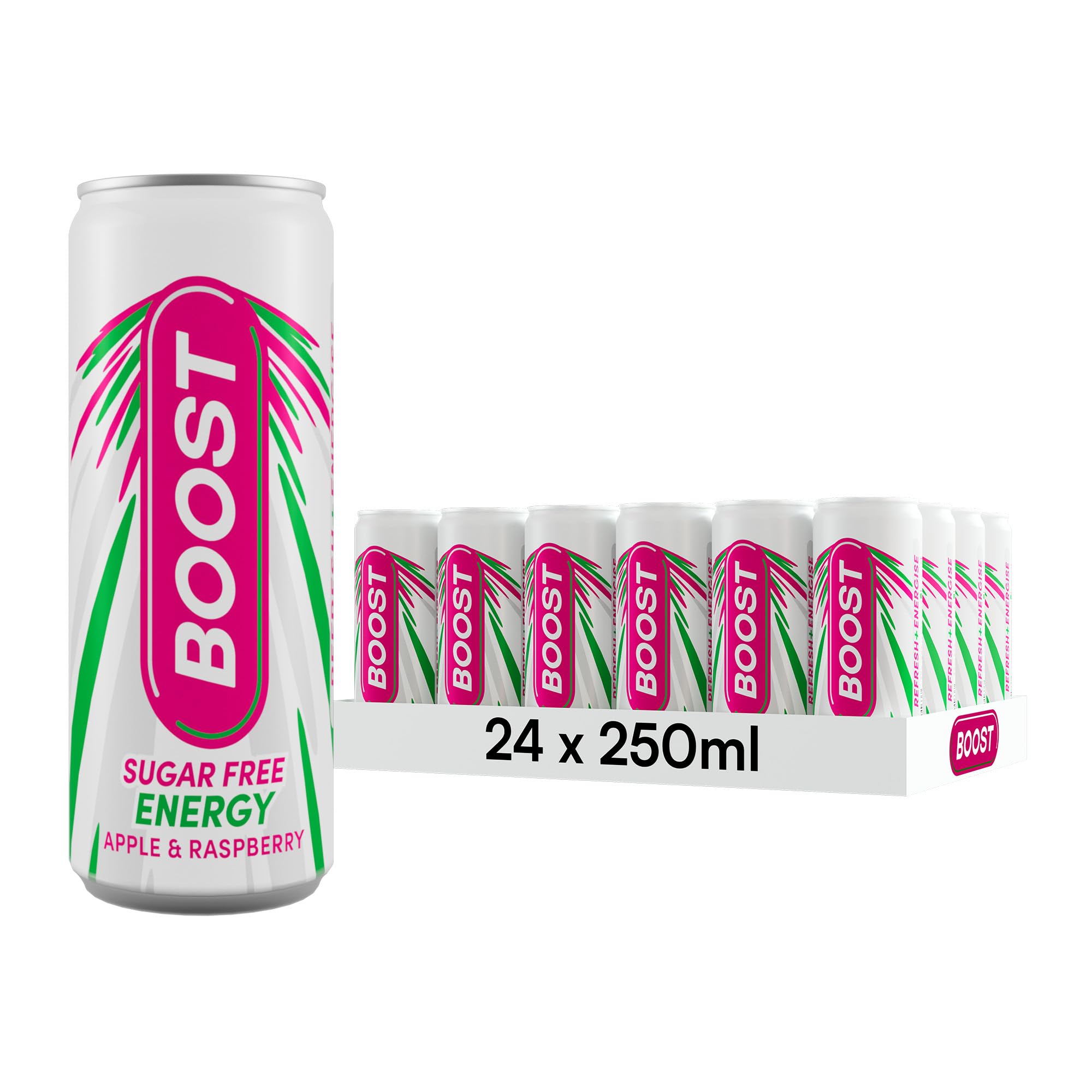 Boost Sugar Free Energy Drink Raspberry & Apple – 24 x 250ml Cans