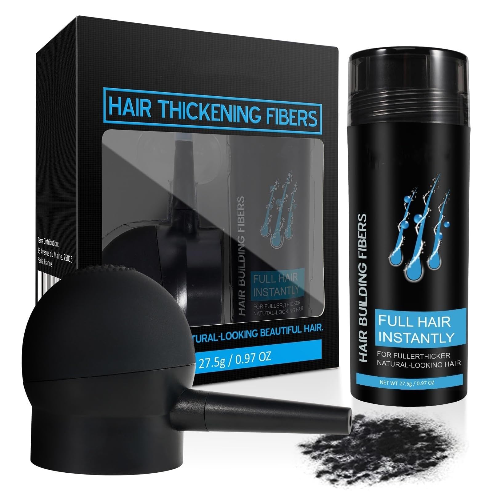 Hair Building Fibers – Keratin Powder Concealer, Dark Brown