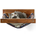 FUKUMARU Wall Mounted Cat Hammock – Large Walnut Wood Shelf and Bed