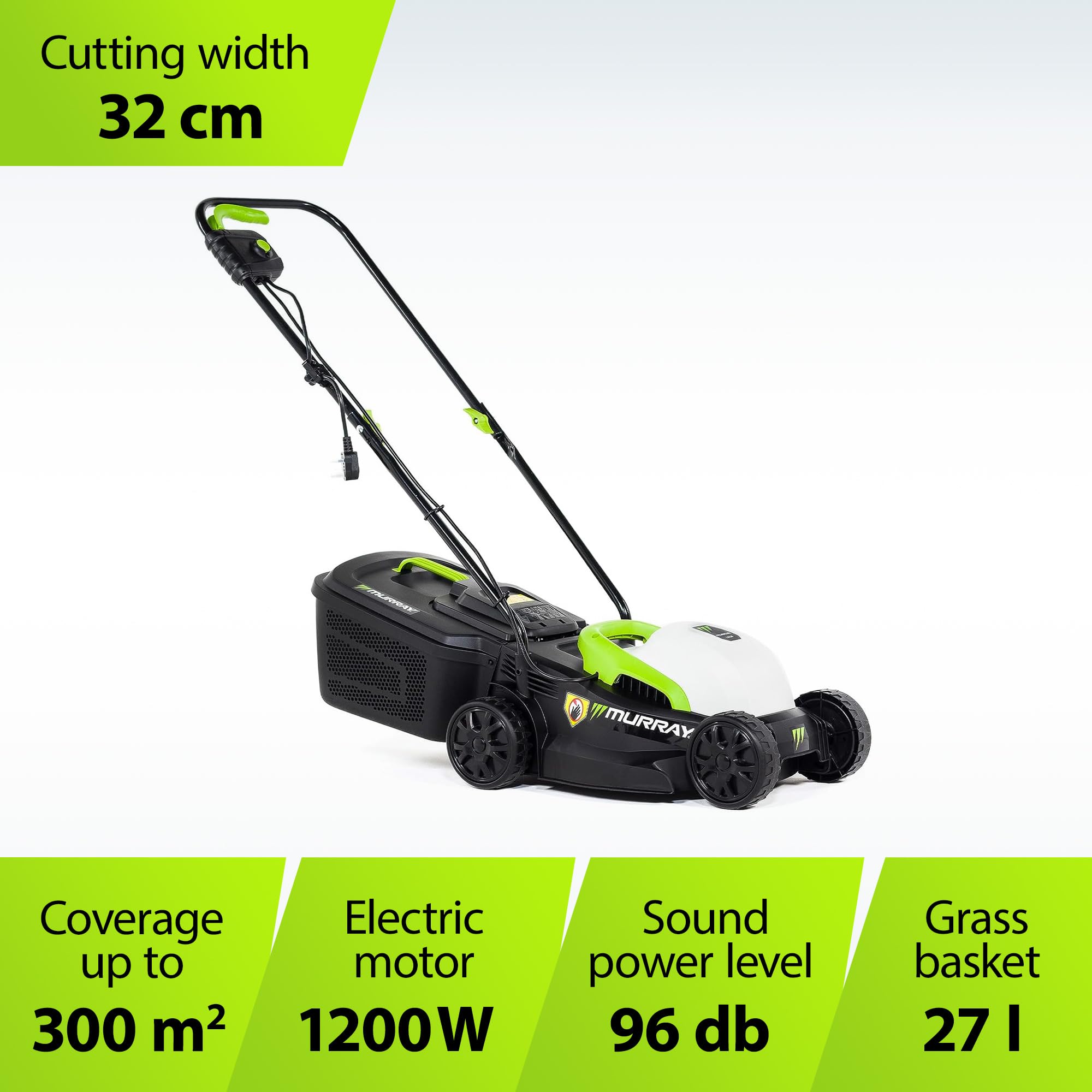 Murray 1200W Corded Electric Lawnmower – 32cm Compact 2-in-1 Mower