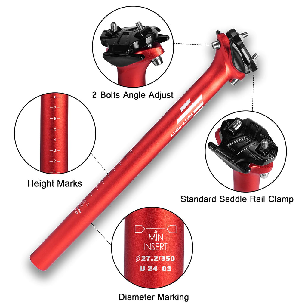 FIFTY-FIFTY Aluminum MTB Seat Post | 350mm Lightweight Bicycle Seatpost