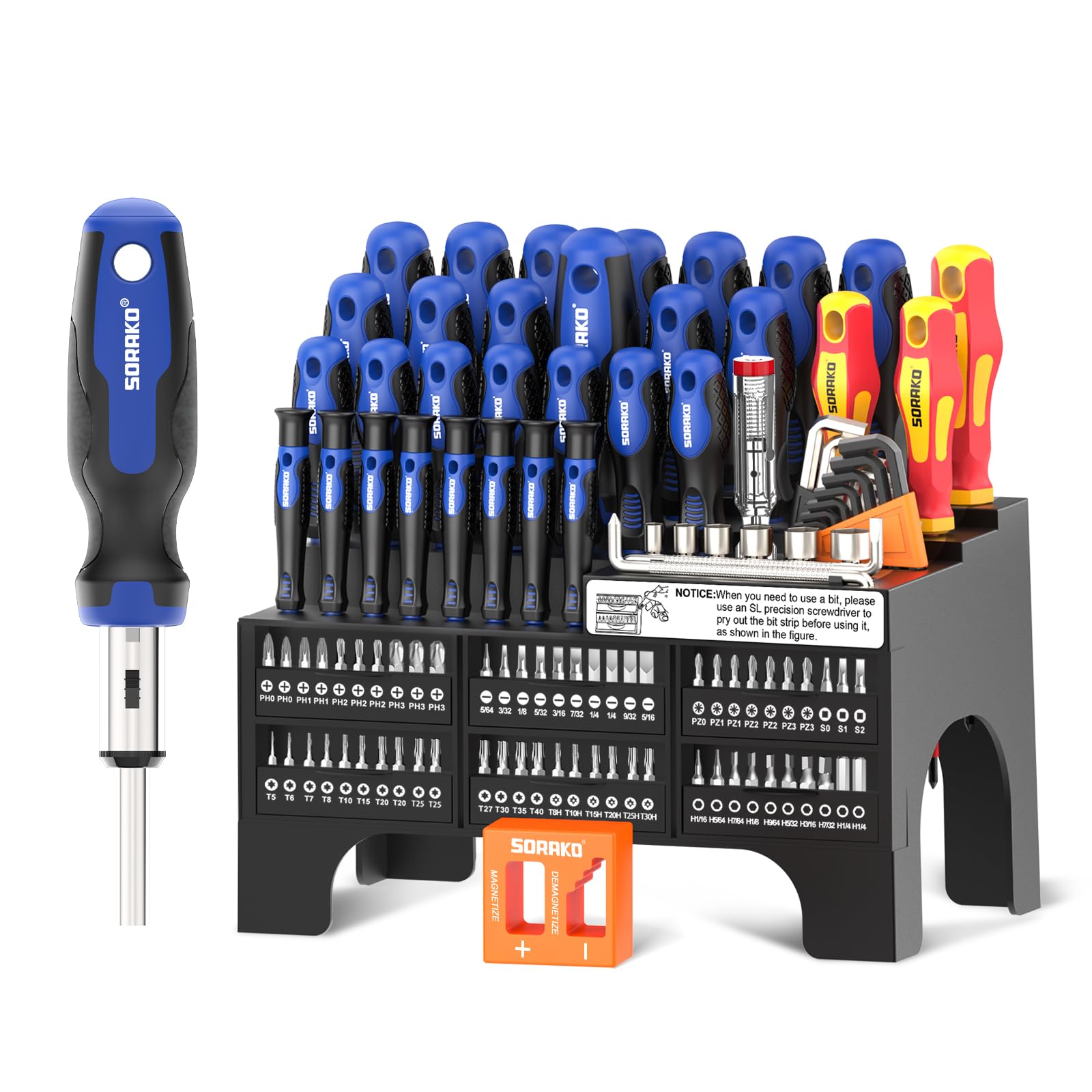 SORAKO 118Pcs Magnetic Screwdriver Set with Ratchet & Precision Bits