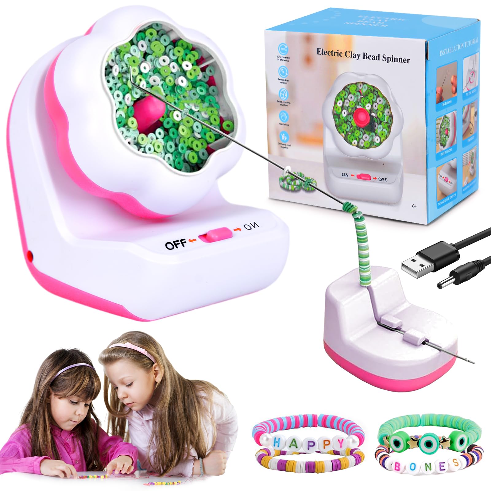 xinrongda Electric Clay Bead Spinner for Jewelry Making with Needle & Thread