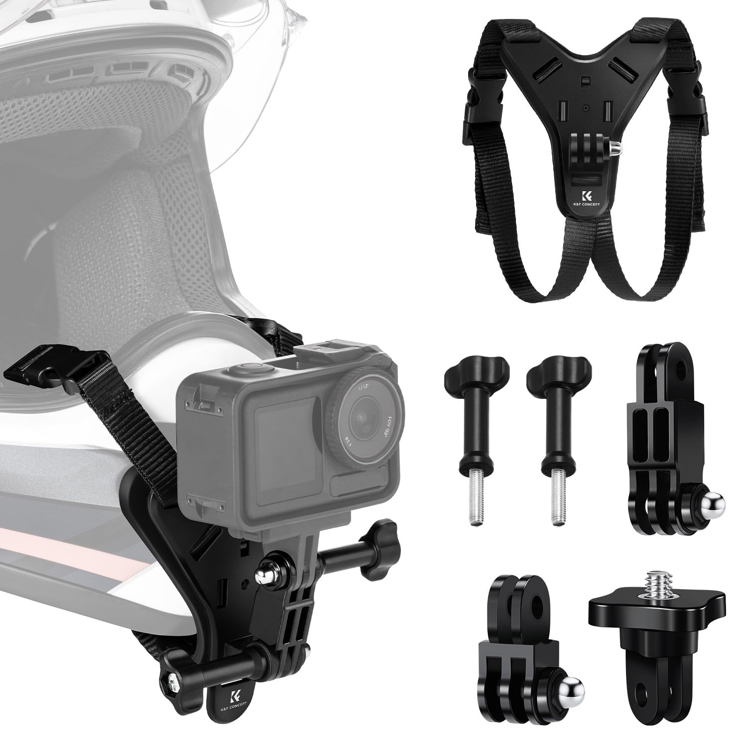 K&F CONCEPT Motorcycle Helmet Chin Mount Strap for GoPro & DJI Osmo