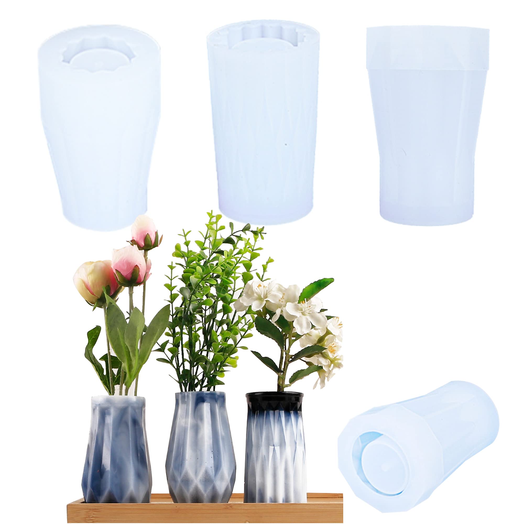 Cayway 3-Piece Silicone Vase Resin Moulds Set for Epoxy Casting DIY