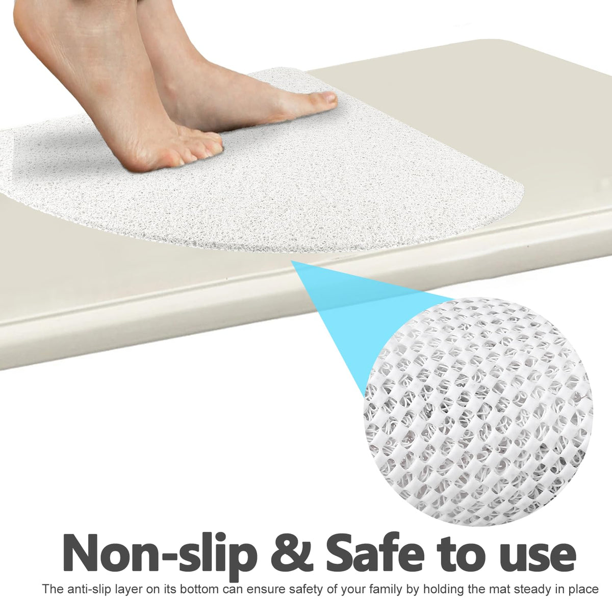 Lurowo Corner Shower Mat, Quadrant Loofah Shower Mat White, 80 * 80cm - image 5
