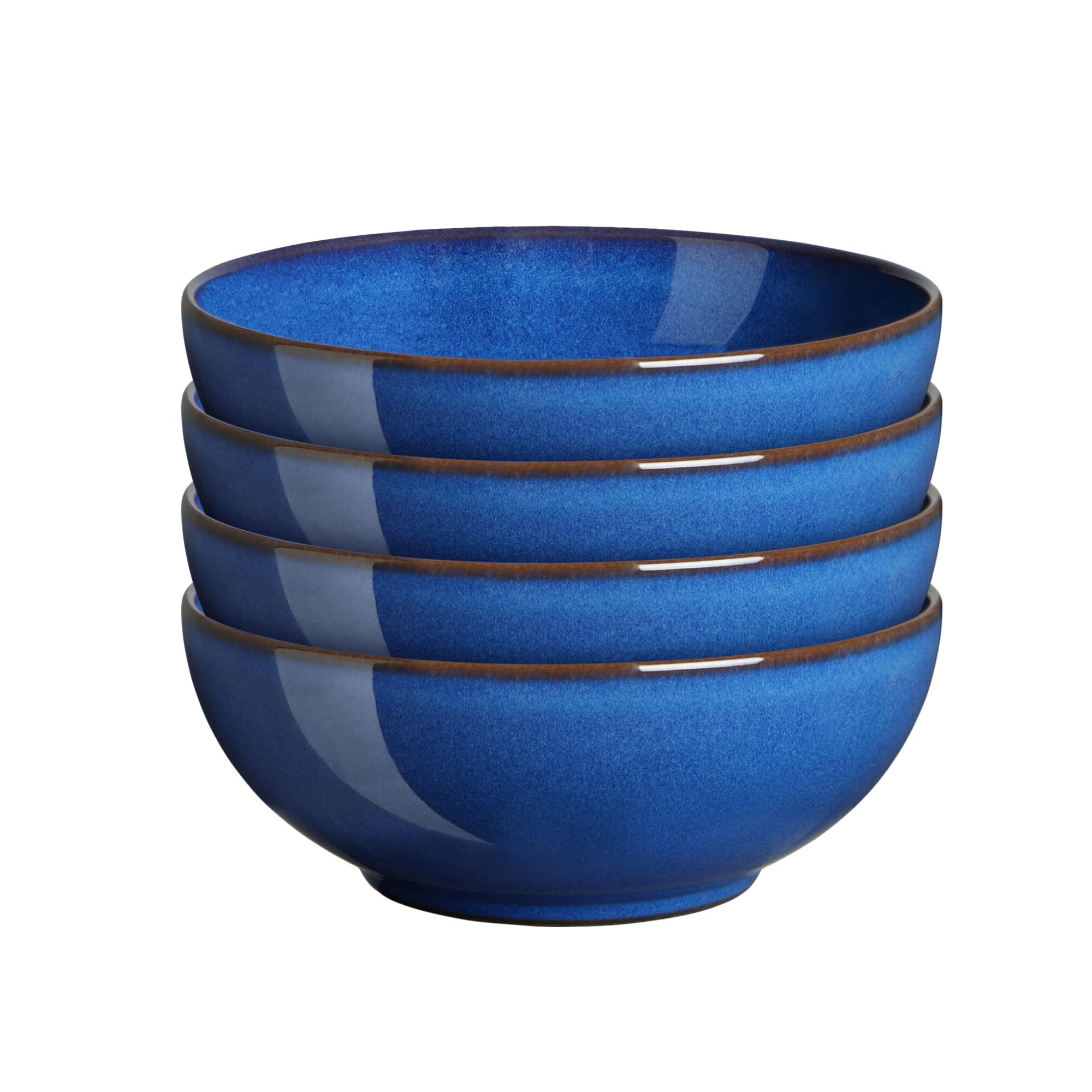 Denby Imperial Blue Cereal Bowls – Set of 4 – Durable Stoneware 17cm