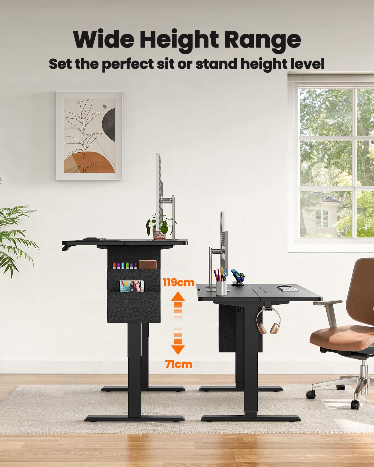 ErGear Electric Standing Desk – 100x60cm Height Adjustable Sit Stand Desk