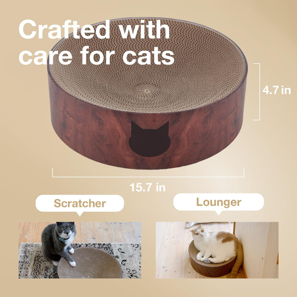 Necoichi Cozy Cat Scratcher Bowl – Recycled Paper Bed (Dark Cherry)