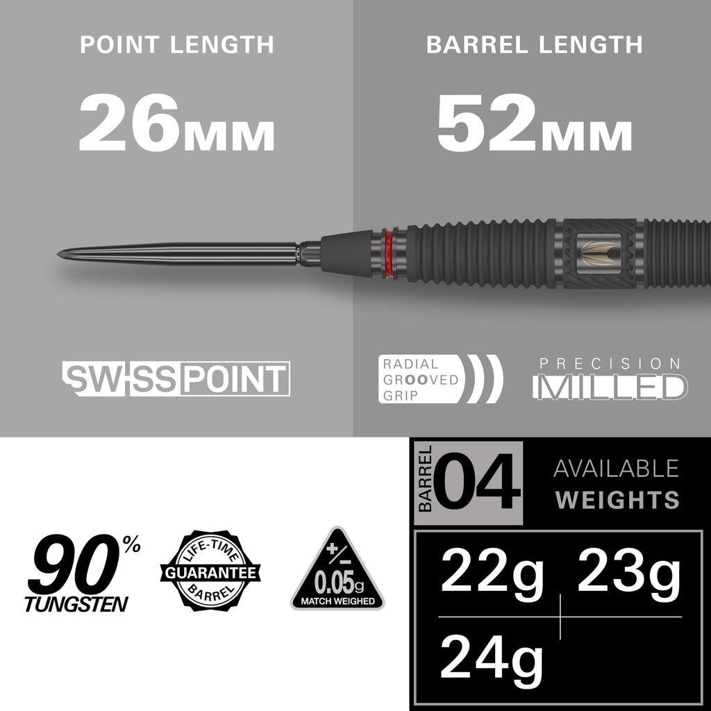 Target Darts Scope 04 Steel Tip Darts - 90% Tungsten Swiss Point 24g