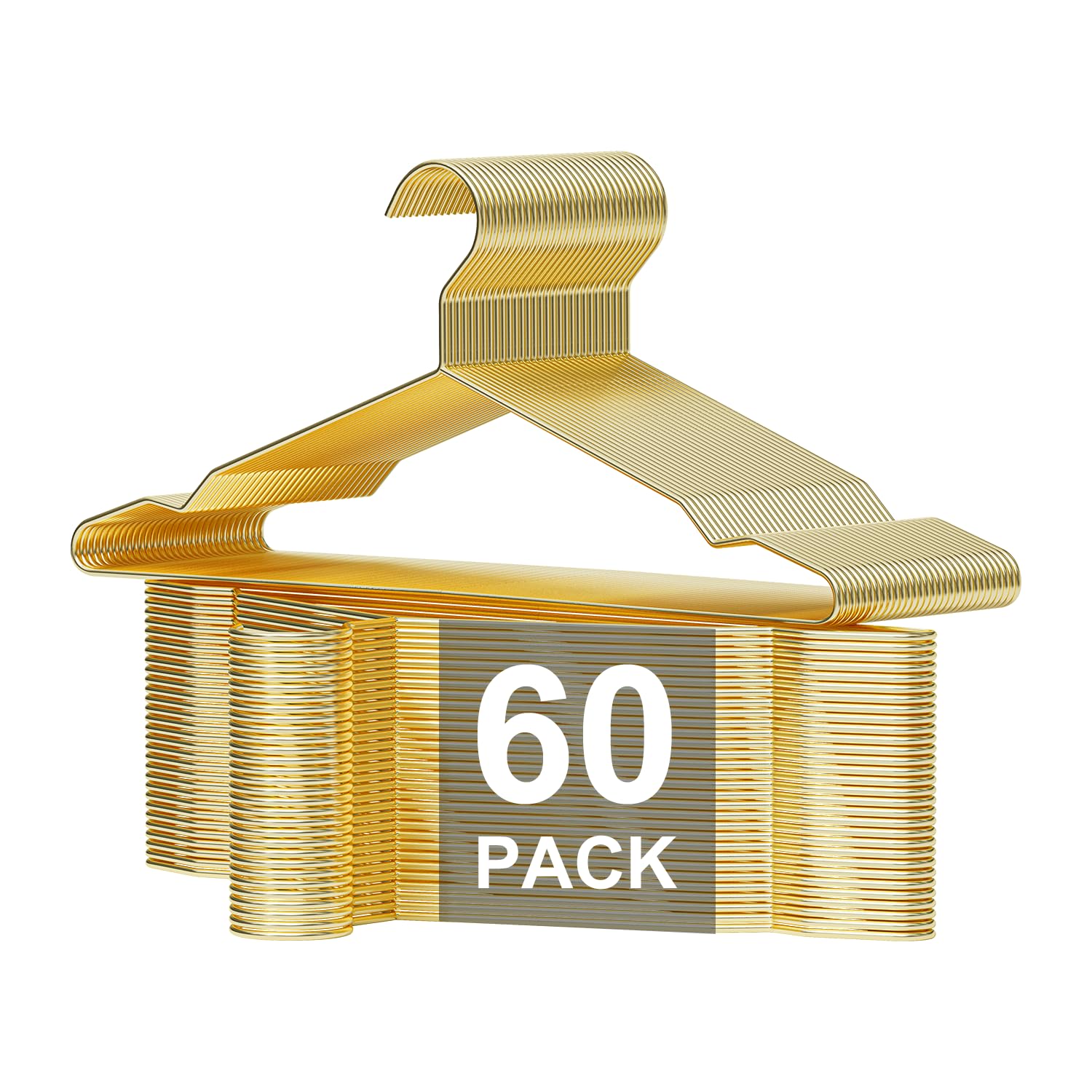 SPECILITE Gold Metal Hangers – 60 Pack Heavy Duty Space Saving 42cm