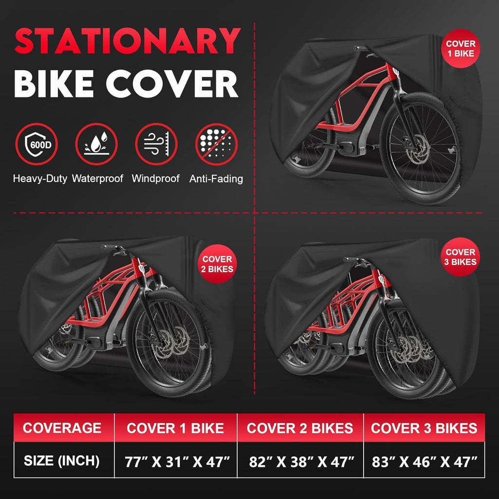 Zettum 3-Bike Cover | 600D Heavy Duty Waterproof Outdoor Bicycle Cover