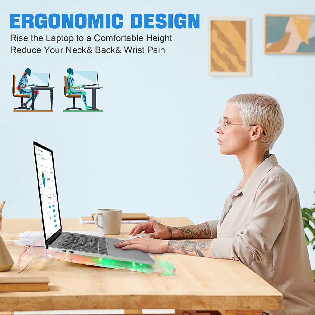 MAMBASNAKE Laptop Riser for Desk, Clear Acrylic Laptop Stand, Ergonomic Computer Stand for Laptop - image 3