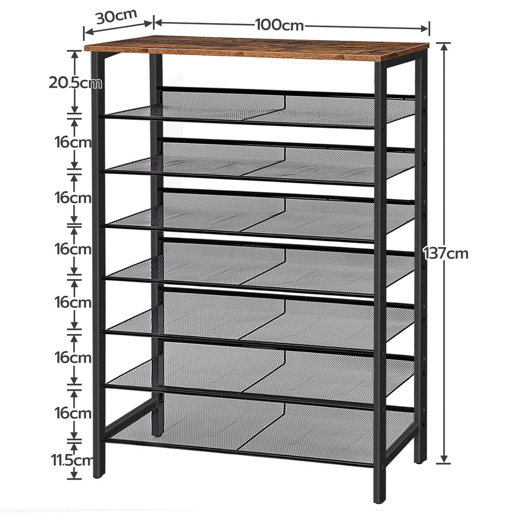 HOOBRO Tall Shoe Rack – 8-Tier Metal Storage Shelf for 28-35 Pairs