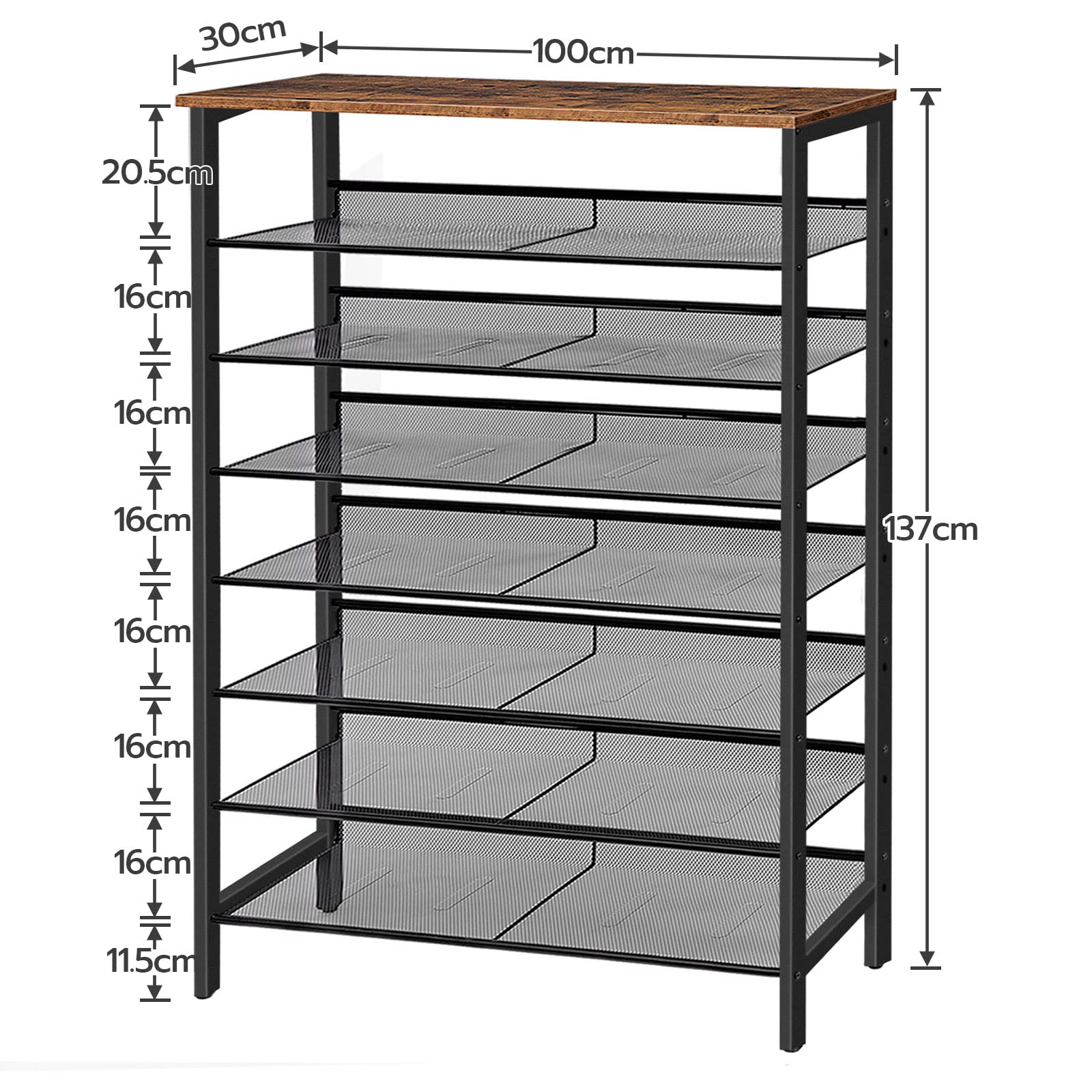 HOOBRO Tall Shoe Rack – 8-Tier Metal Storage Shelf for 28-35 Pairs