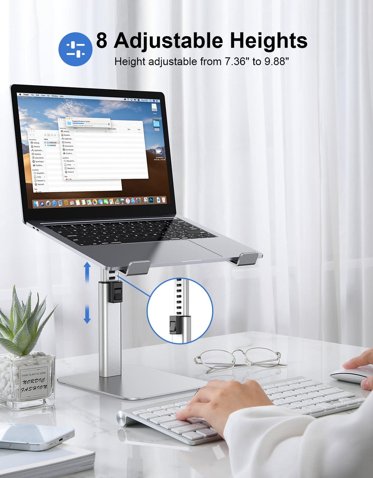 Babacom Laptop Stand for Desk, 8 Adjustable Height Aluminum Laptop Riser - image 2