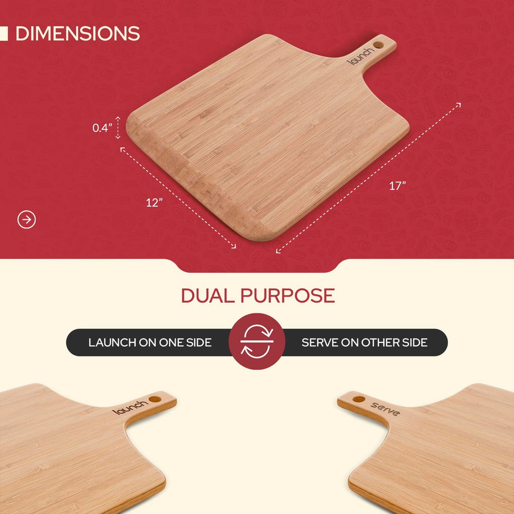 Slyced Bamboo Pizza Peel Rack with 4 Non-Stick 12 Inch Pizza Paddles