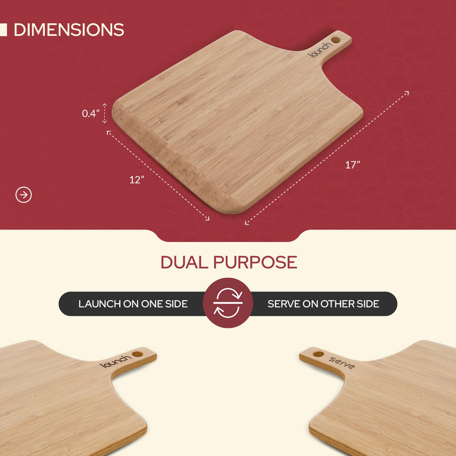 Slyced Bamboo Pizza Peel Rack with 4 Non-Stick 12 Inch Pizza Paddles