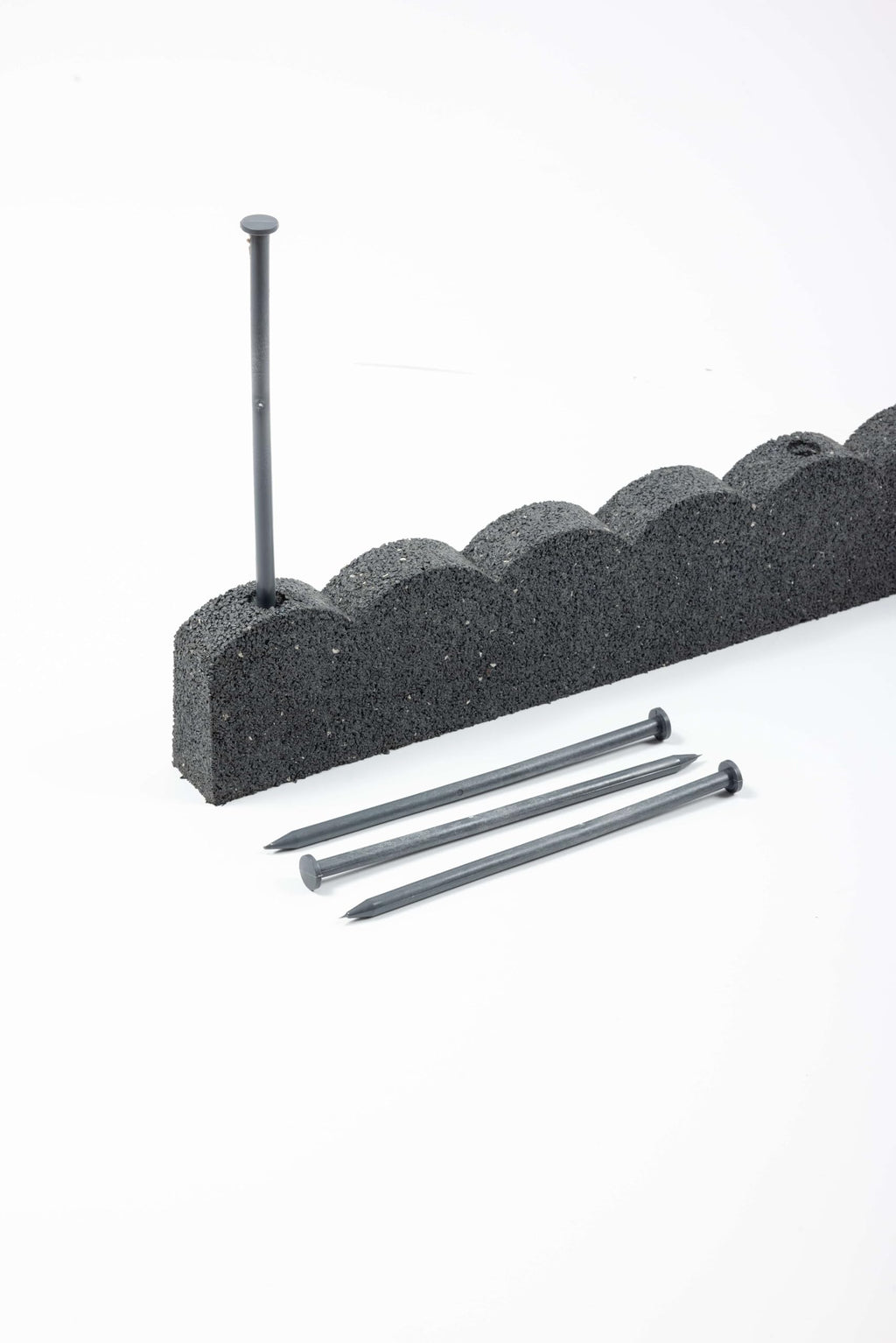 Jolof Store Scalloped Garden Edging – Grey Recycled Rubber Border, 4 Pack