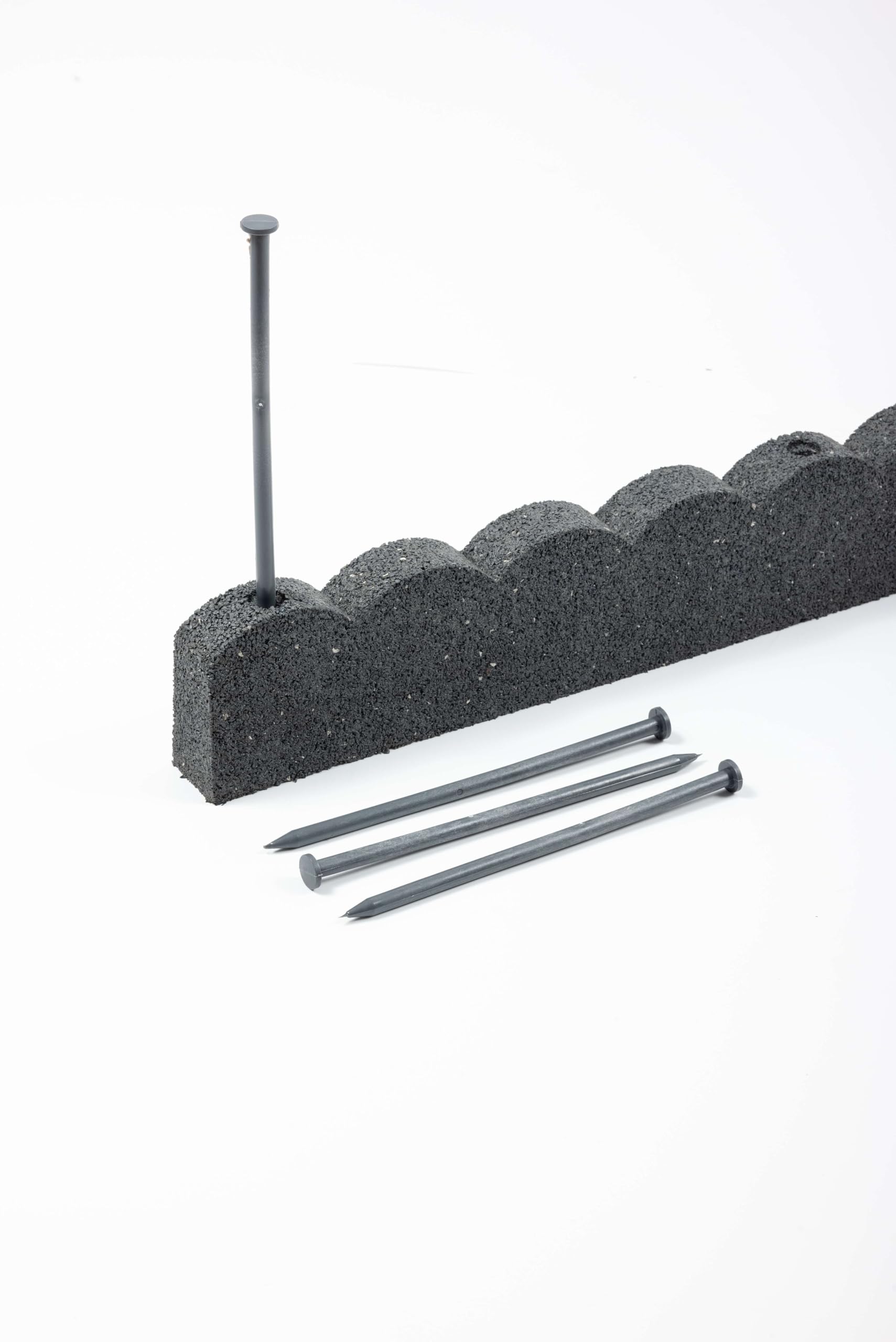 Jolof Store Scalloped Garden Edging – Grey Recycled Rubber Border, 4 Pack