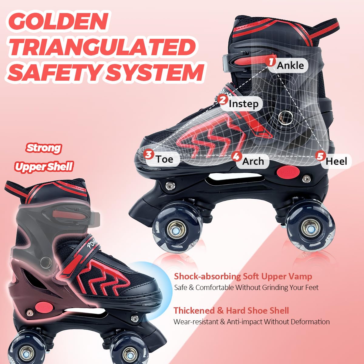 Jolof Store Kids Roller Skates | 4-Size Adjustable with 8 Light Up Wheels