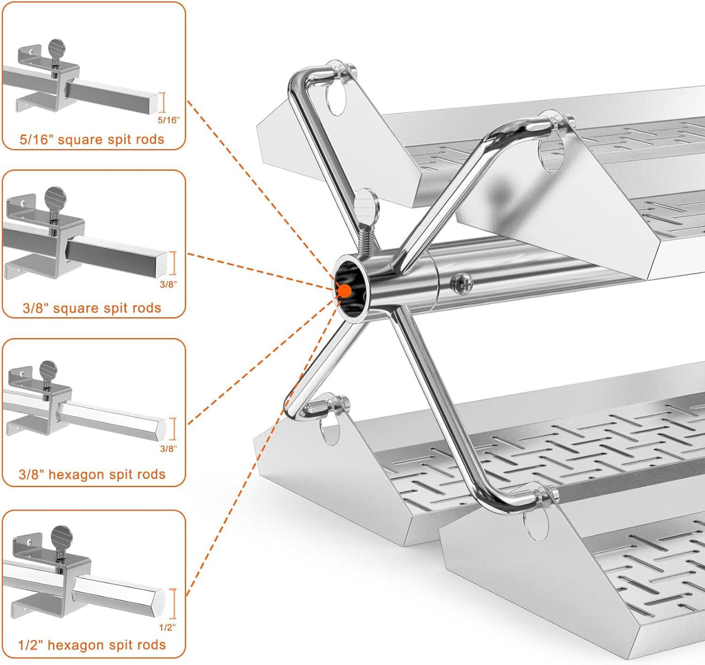 Onlyfire Stainless Steel Rotisserie Trays Kit for 18-Inch BBQ Grills