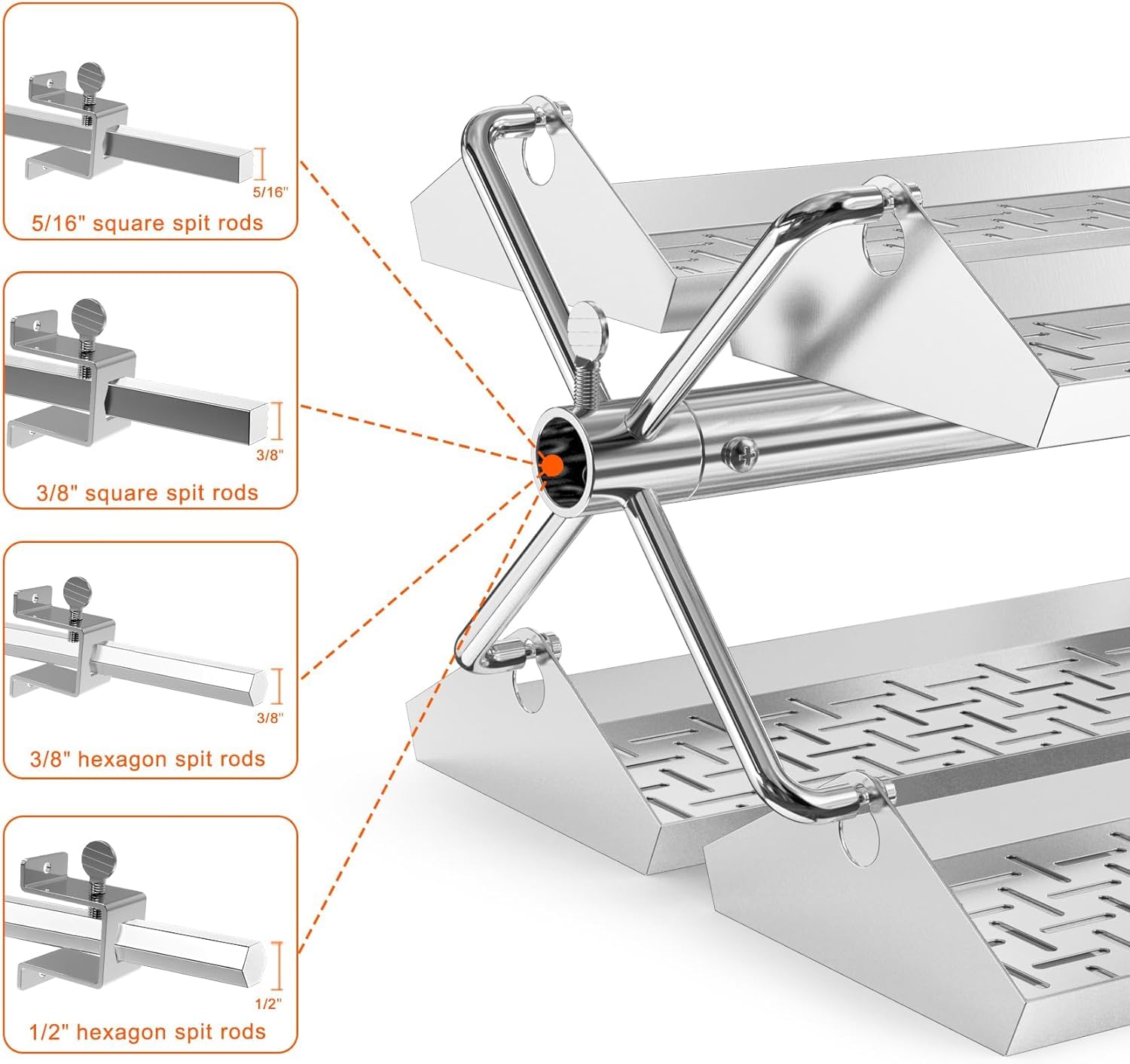 Onlyfire Stainless Steel Rotisserie Trays Kit for 18-Inch BBQ Grills