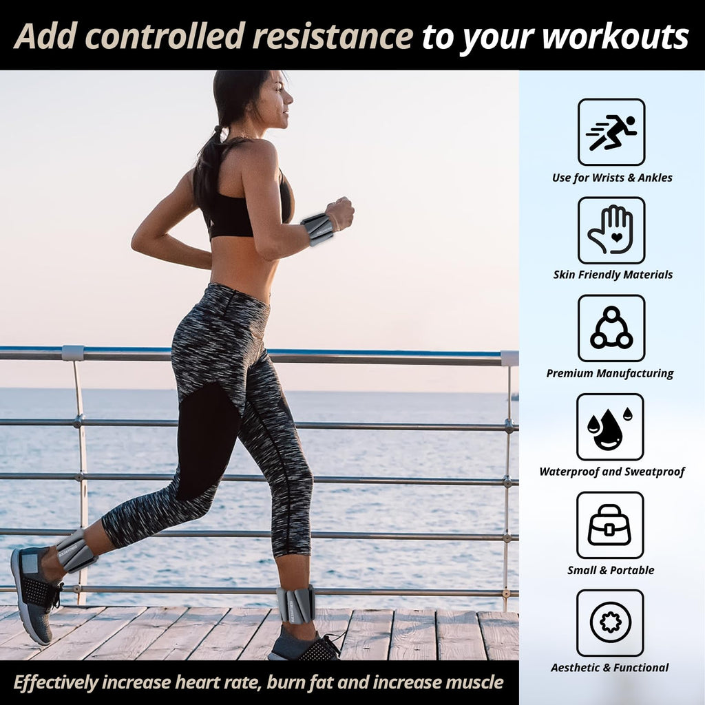Adjustable Wrist & Ankle Weights | Set of 2 Waterproof Bands