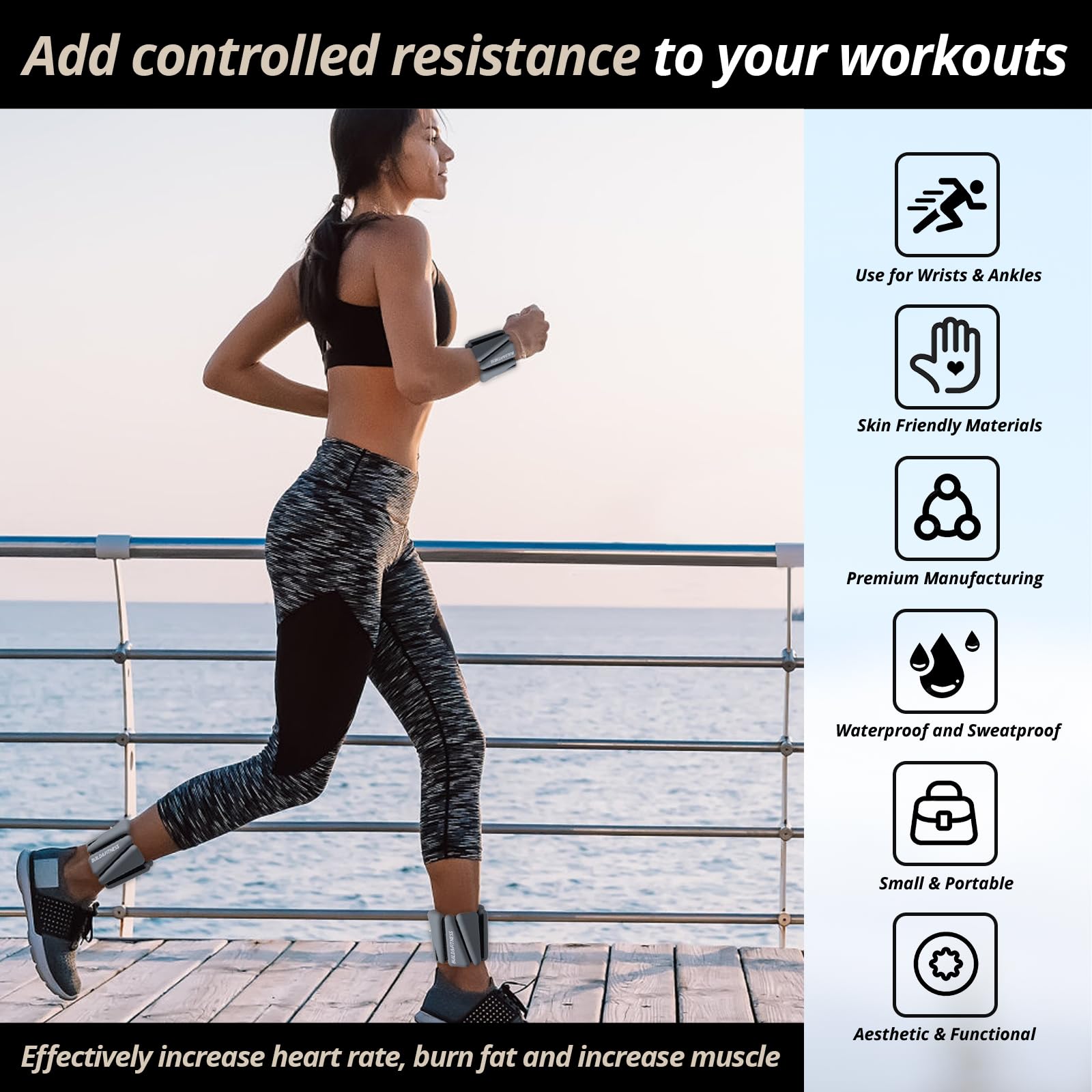 Adjustable Wrist & Ankle Weights | Set of 2 Waterproof Bands