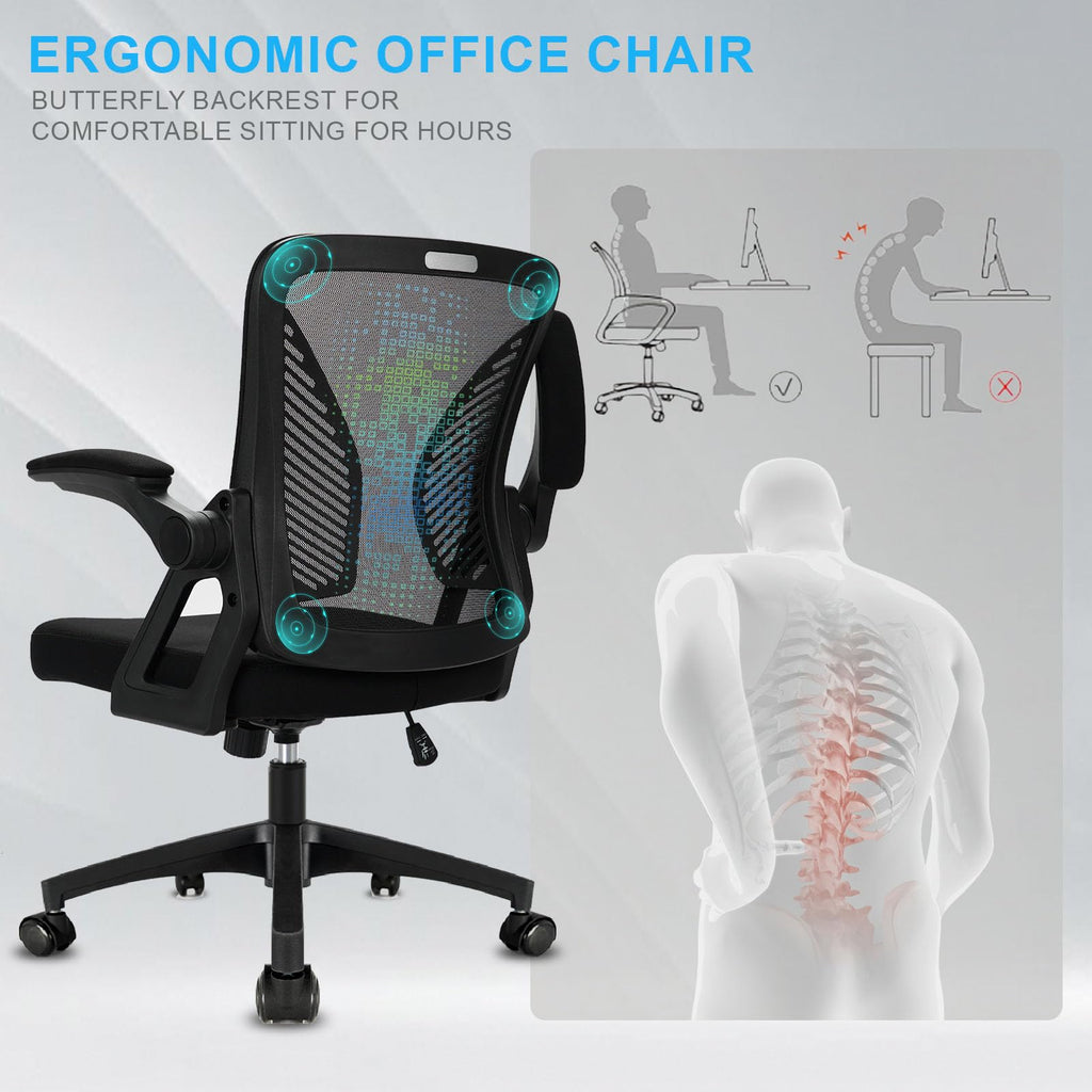 Durrafy Ergonomic Mesh Office Chair | Flip-up Arms & Lumbar Support